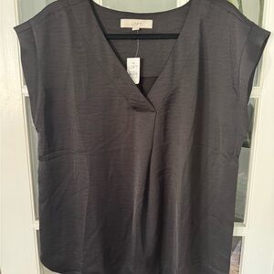 LOFT Women's Charcoal V-Neck Blouse